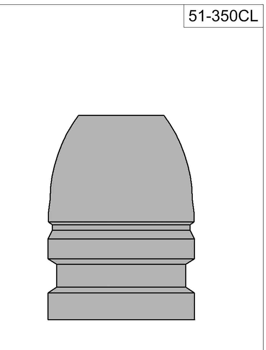 Drawing of Accurate Molds No. 51-350CL, courtesy of Accurate Molds.